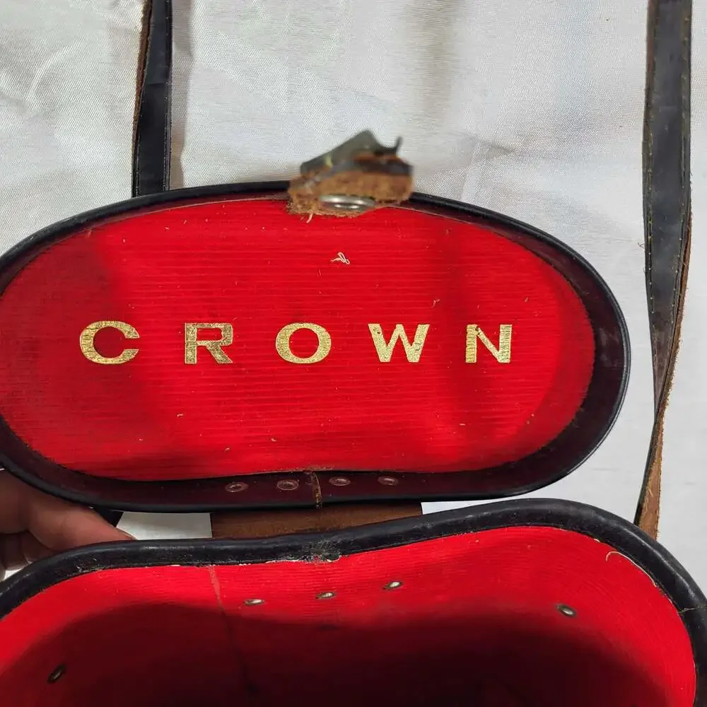 Vintage Crown 7x50 Binoculars Hard Leather Case
